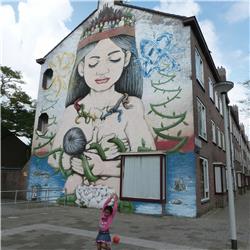 12. Tolerance - Muurschildering van Alaniz, 2012, Burgemeester Fockstraat, nr 59.